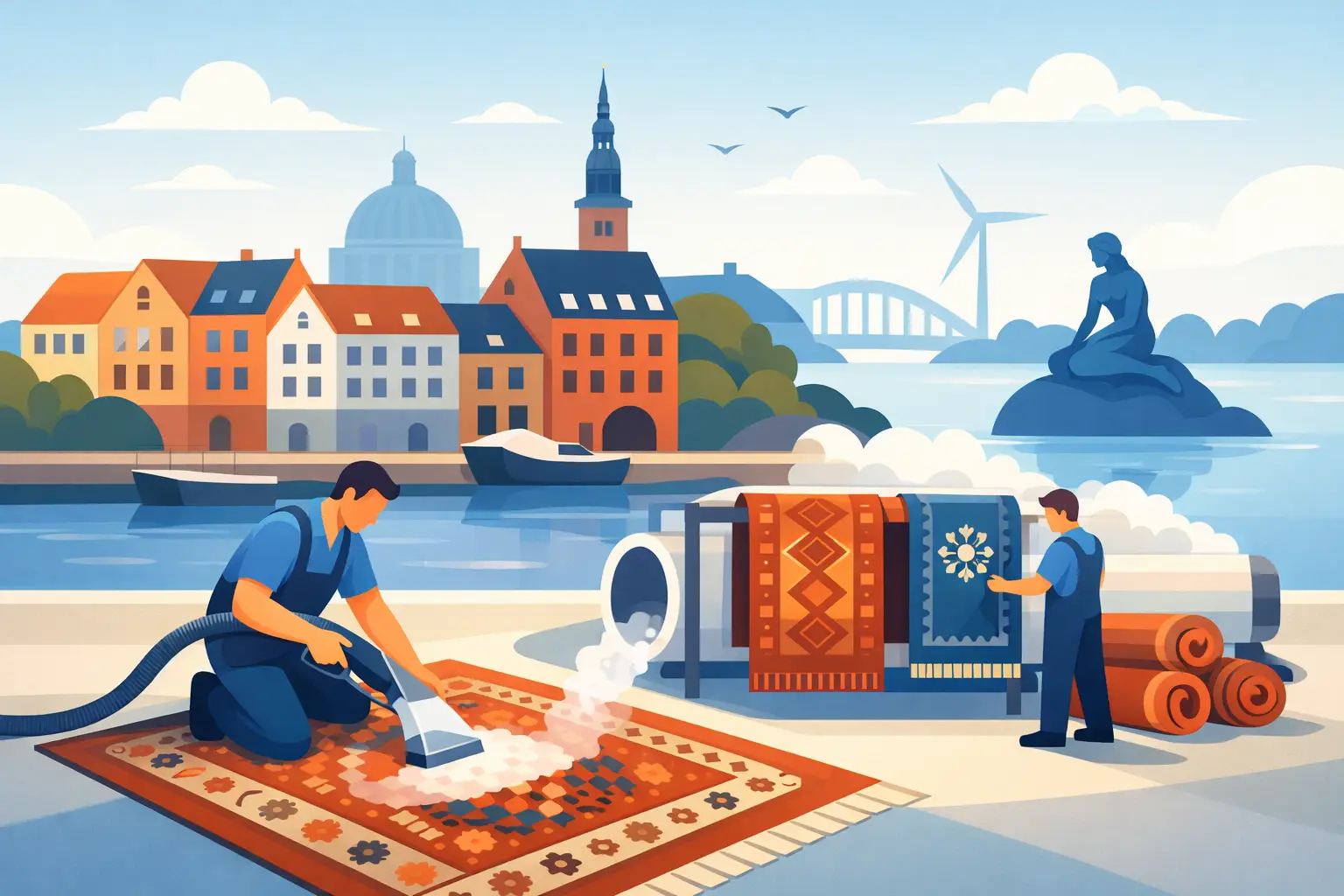 Rens af ægte tæpper i København med kort tørretid