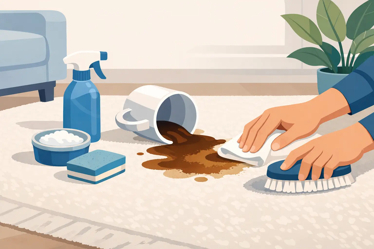 Sådan fjerner man kaffepletter fra tæppet