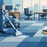 Rens af tæppefliser på arbejdspladsen